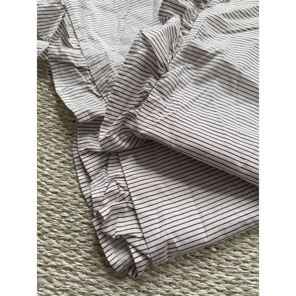 Set Of 2 Striped Rufffle Shabby Chic King Size Pillow Cases Shams Cottagecore